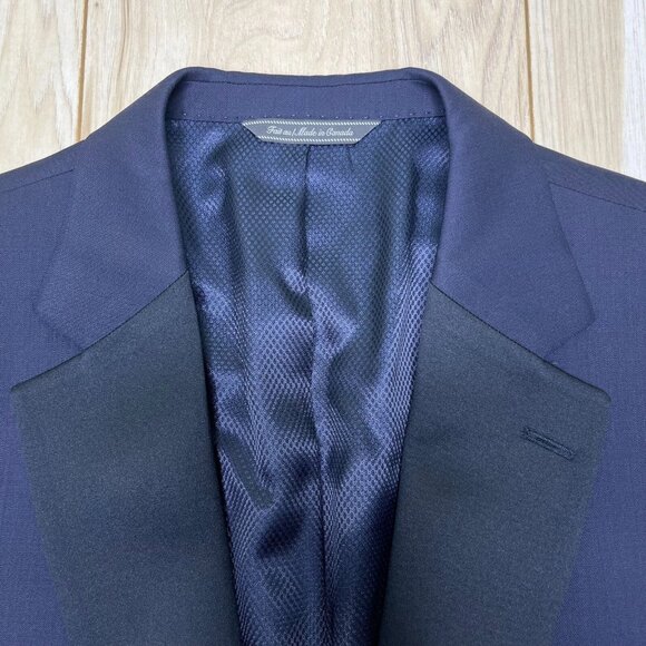 Jack Victor Men's Navy Blue Notch Lapel Two-Button Classic Blazer Jacket Size 44 - Picture 4 of 16